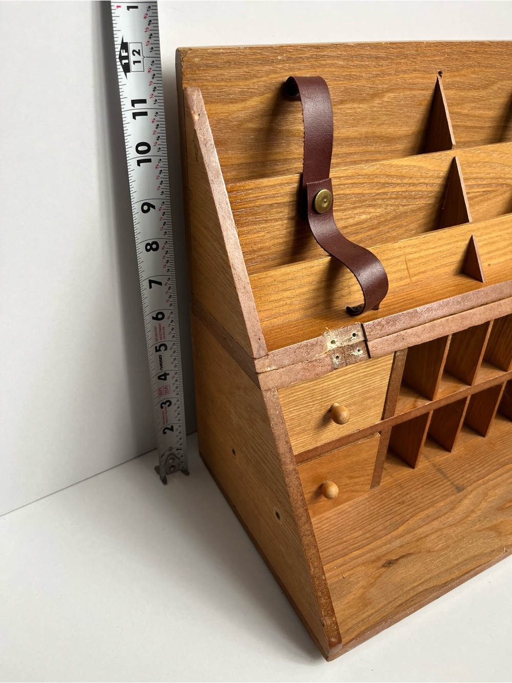 Handmade wooden mail sorter